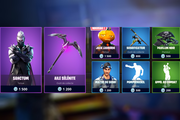 Boutique Fortnite 20 octobre
